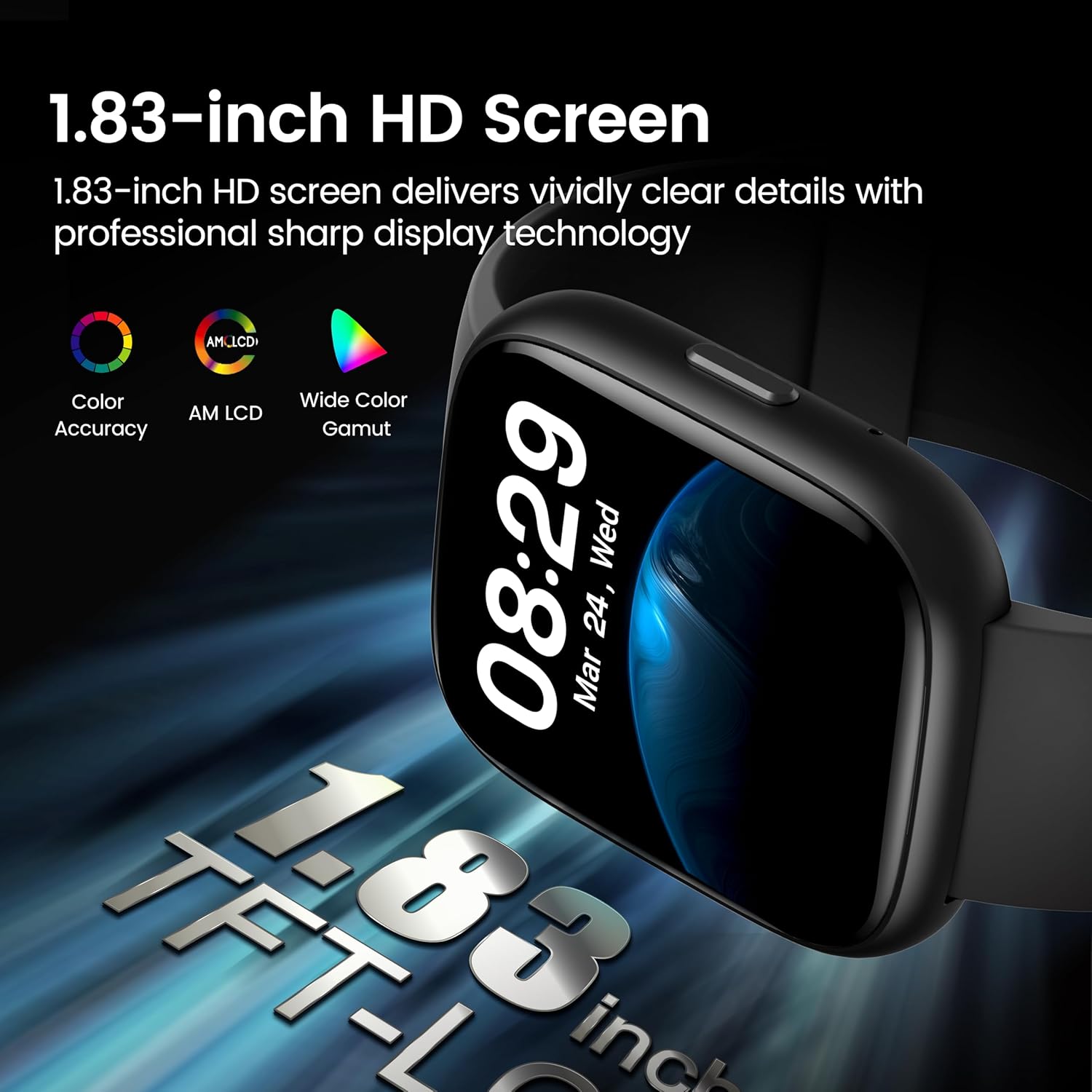 Smart Watch with Alexa Built-in, 1.83" HD Touchscreen Fitness Tracker with Bluetooth Calling, Fitness Watch with Heart Rate/Sleep Monitor, 120+ Sports Modes, IP68 Waterproof Smartwatch for Android iOS - Image 2