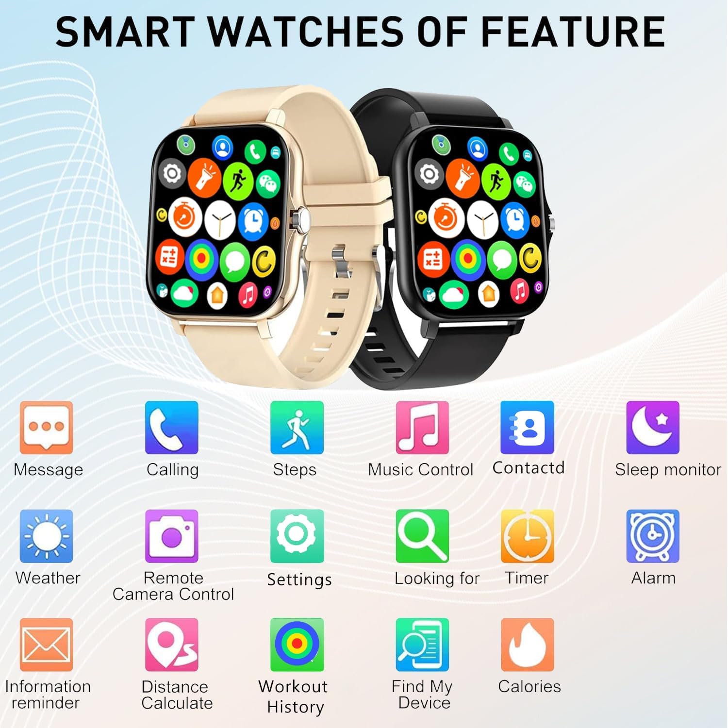 Smart Watch, 1.81" Upgraded Full Touchscreen Smart Watch for Android iPhones with Bluetooth Call, Sleep Tracker, Multiple Sports Fitness Tracker with Smart Watches for Women Men (Black) - Image 3