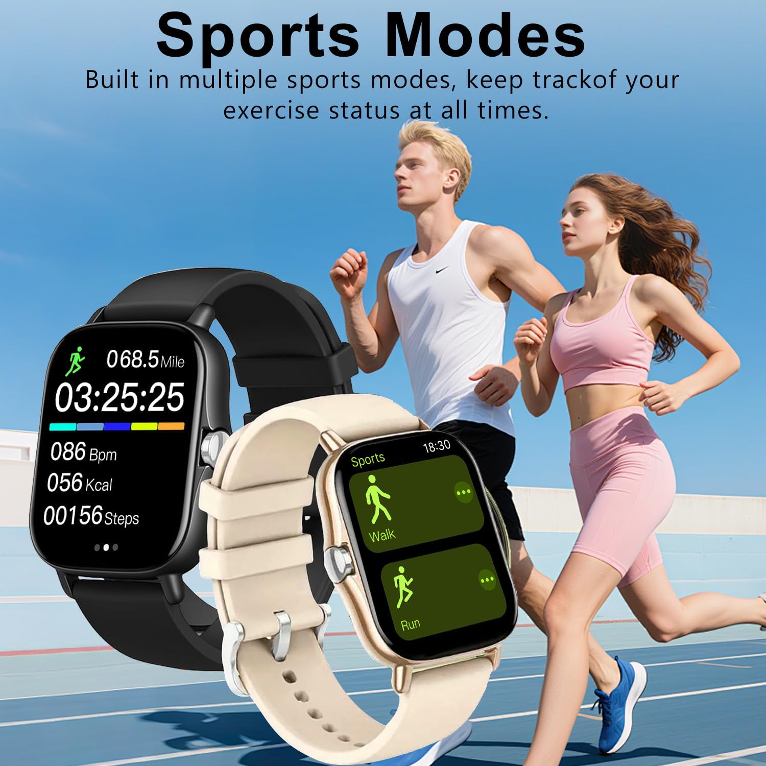 Smart Watch, 1.81" Upgraded Full Touchscreen Smart Watch for Android iPhones with Bluetooth Call, Sleep Tracker, Multiple Sports Fitness Tracker with Smart Watches for Women Men (Black) - Image 6