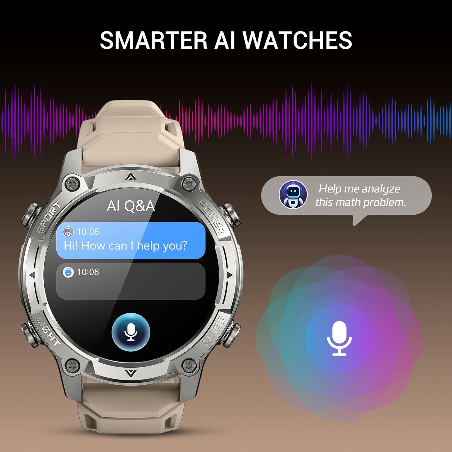 Men's Outdoor Smartwatch, Standalone GPS & Offline Maps, 5ATM Waterproof, 1.43" AMOLED, 4GB Memory, 178 Sports Modes, Compass, Heart Rate/SpO2/Stress/Sleep Monitor, Compatible Android and iOS Khaki - Image 4
